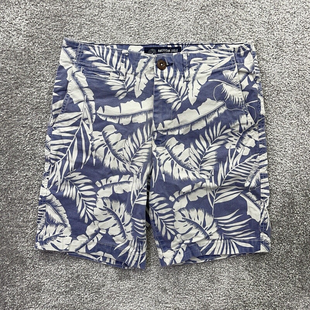 American Eagle Shorts Mens 30 Prep Fit Floral Hawaiian All Over Chino 30x7.5